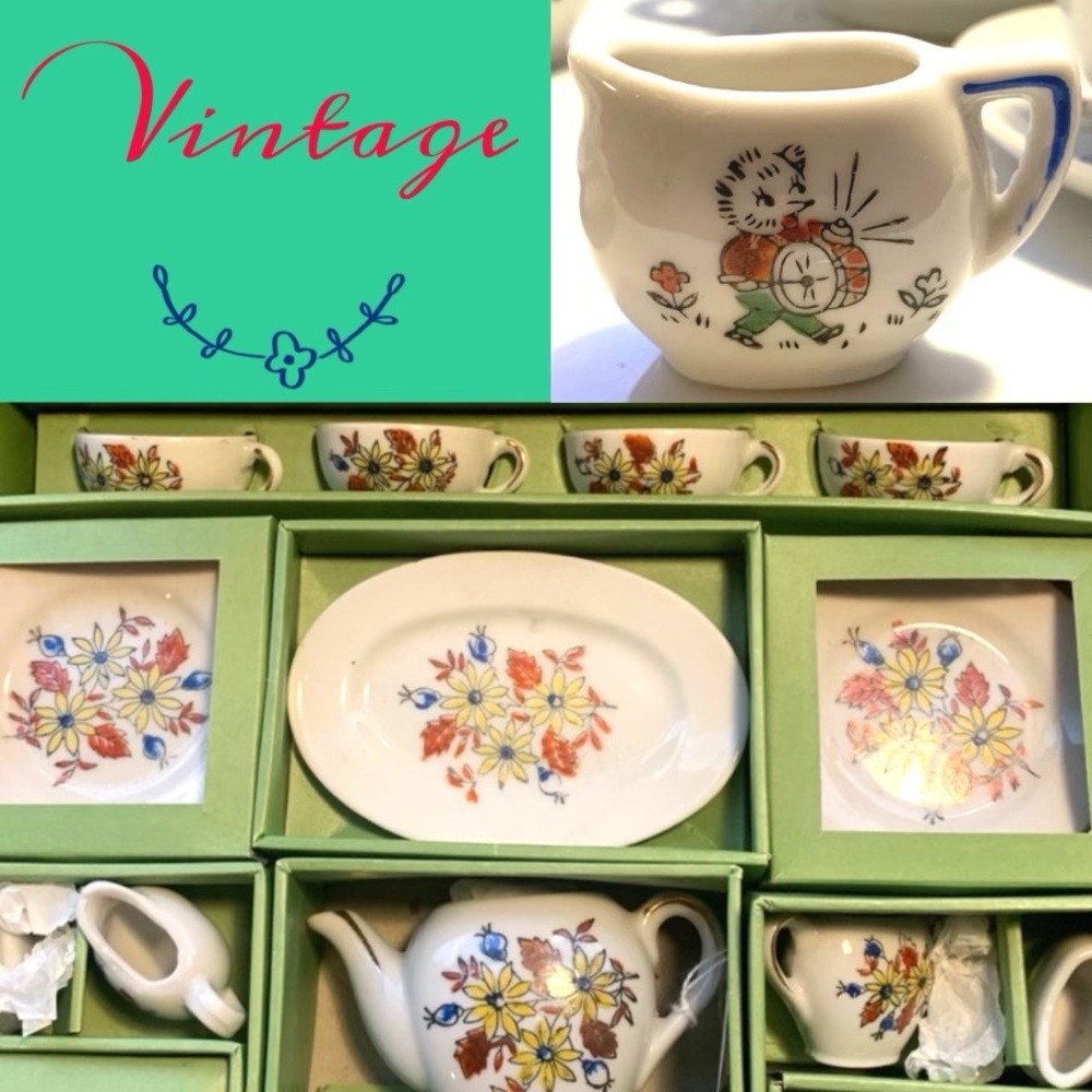 VINTAGE Childrens porcelain “China Tea Set” 1940’s-1950’s, Made in Japan
